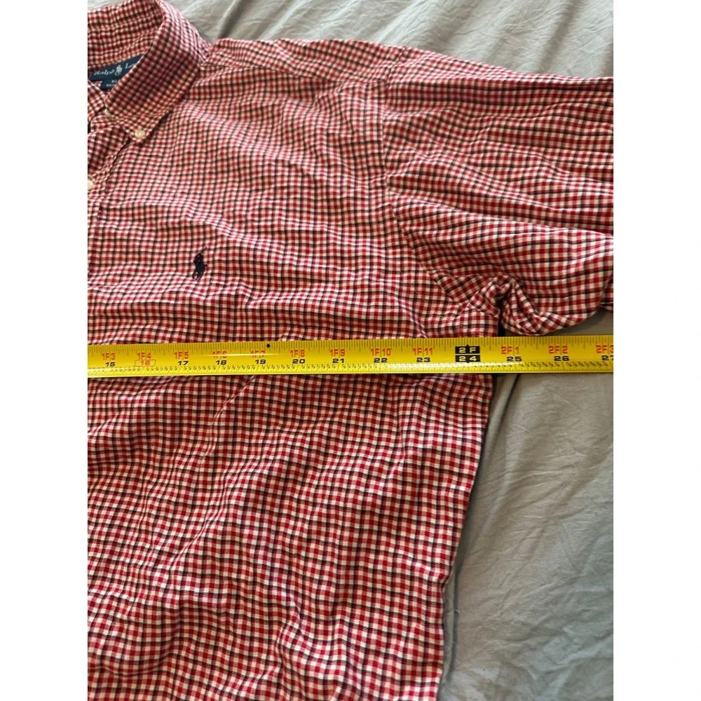 Polo Ralph Lauren Blake Mens Red White Gingham Check Cotton Button Down Shirt M